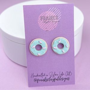 Sprinkle Donut Design Handmade Polymer Clay Stud Earrings Lightweight